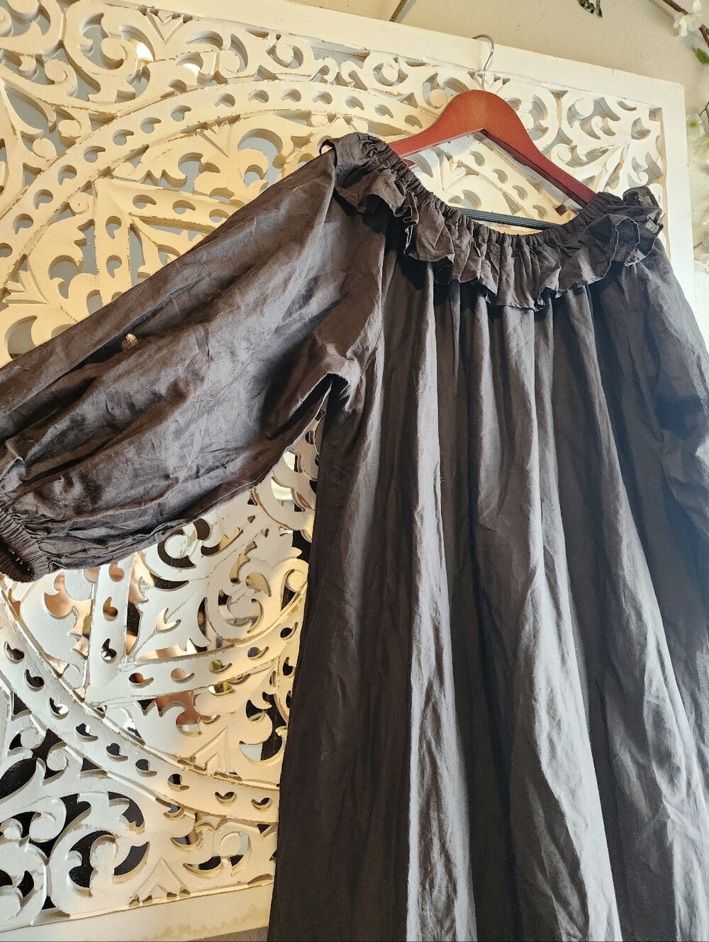 AUDREY AND JOHN WAD FRILL NECK LONG SLEEVES DRESS OVERSIZE ONE SIZE FITS ALL - Picture 6 of 15